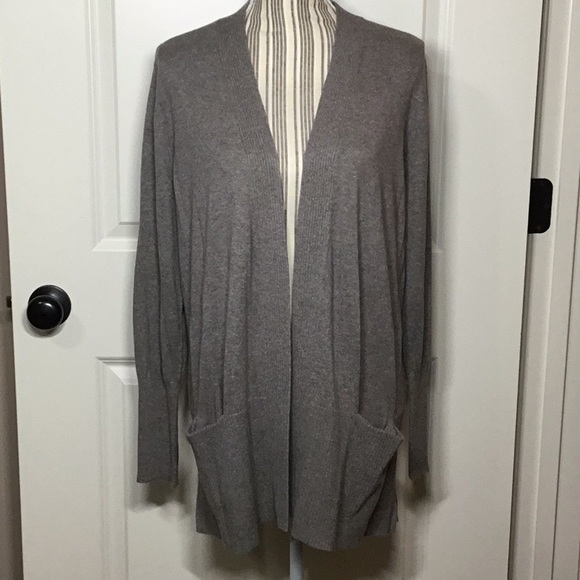 Sonoma Ribbed-Trim Open-Front Cardigan, Otter Gray - XL (NWT!)